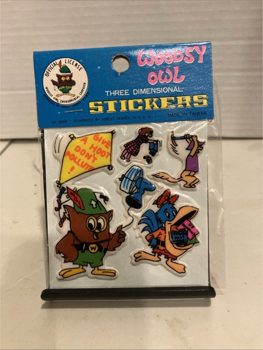 Vintage WOODSY OWL Three Dimensional Puffy Stickers - New/ Sealed